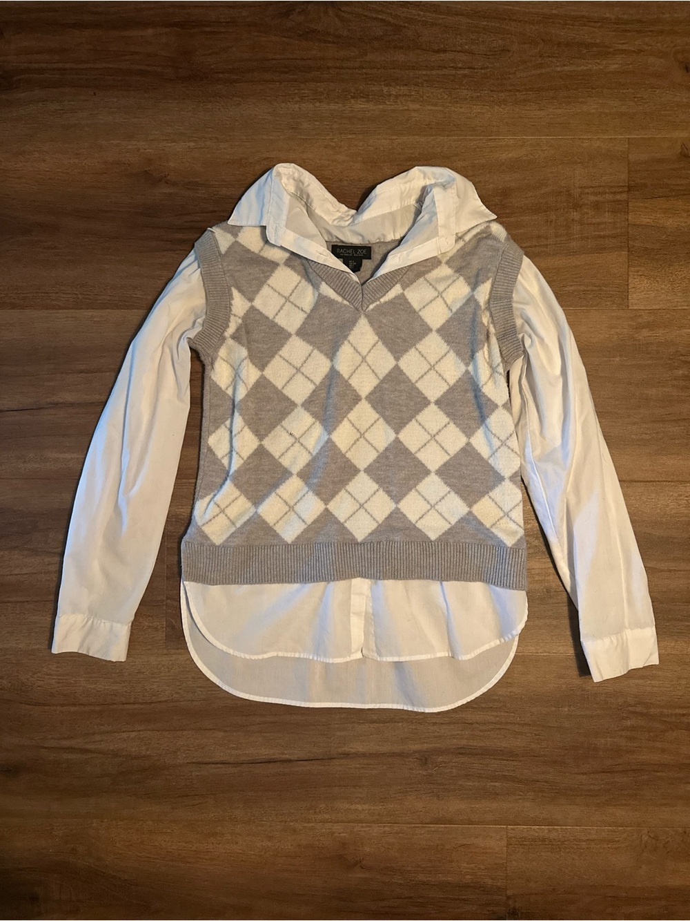 Rachel Zoe Argyle Sweater Vest Layered Top